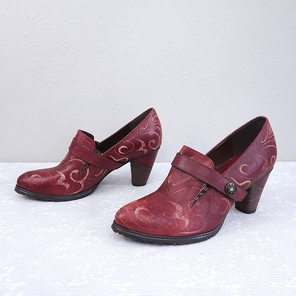 SOCOFY Retro Ankle Booties Slip-On Leather Pumps - Picture 2 of 9